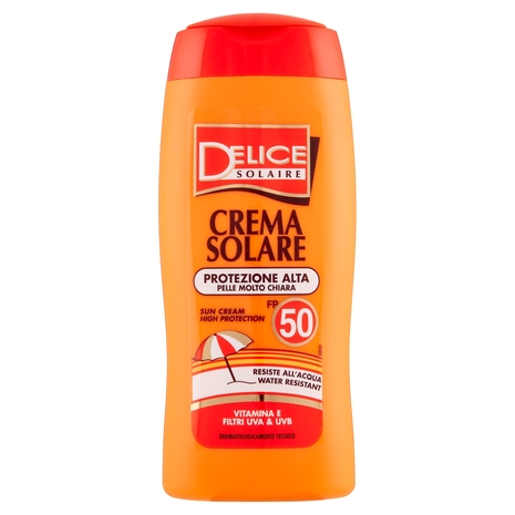 Delice Solaire Crema Solare Protezione Alta Pelle Molto Chiara FP 50 250 ml